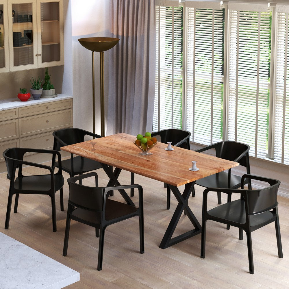 The Urban Port 67 Inch Rectangular Dining Table with Crossed Black