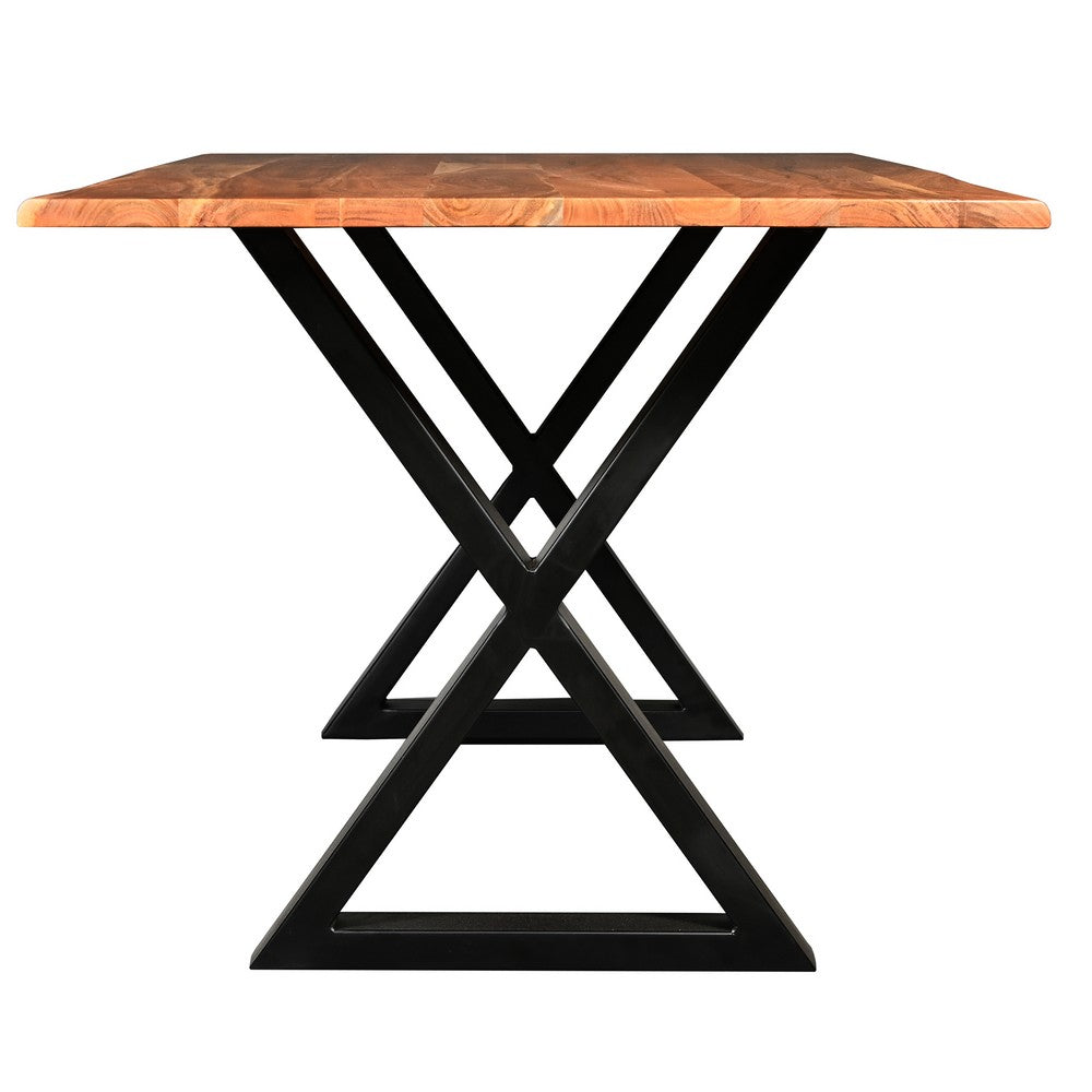 The Urban Port 67 Inch Rectangular Dining Table with Crossed Black