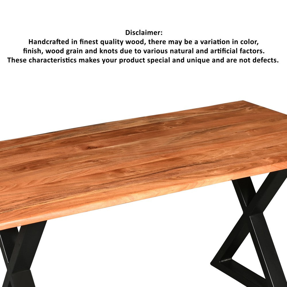 The Urban Port 67 Inch Rectangular Dining Table with Crossed Black