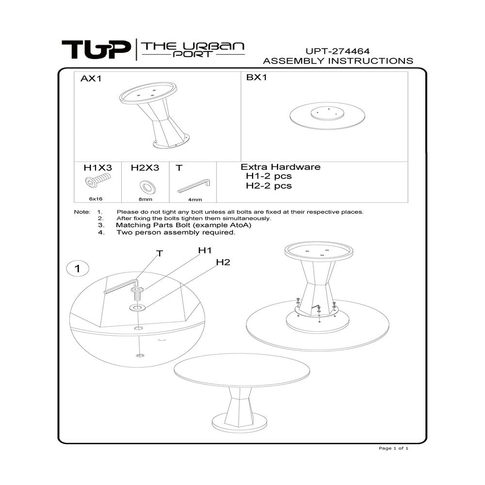 Riko Coffee Table, White Marble Top on Modern Iron Stand, Round Table, 27" - UPT-274464