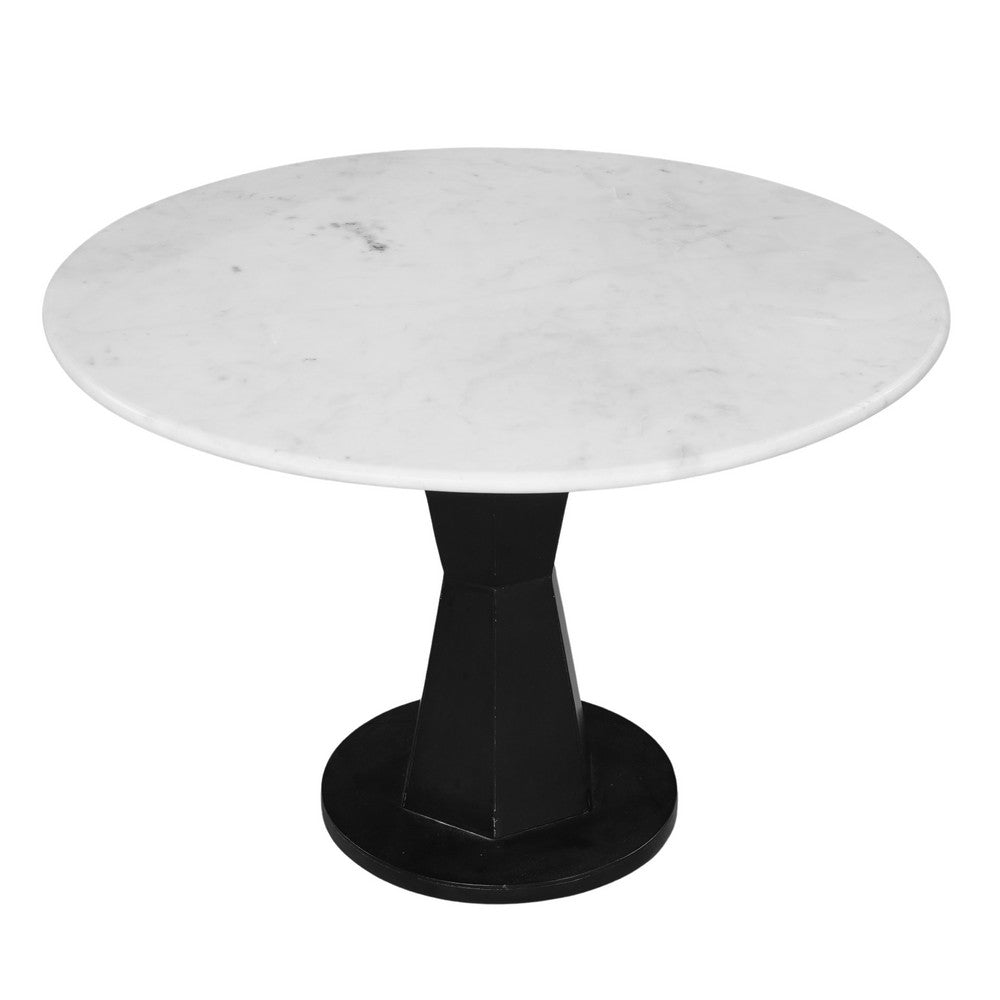 Riko Coffee Table, White Marble Top on Modern Iron Stand, Round Table, 27" - UPT-274464