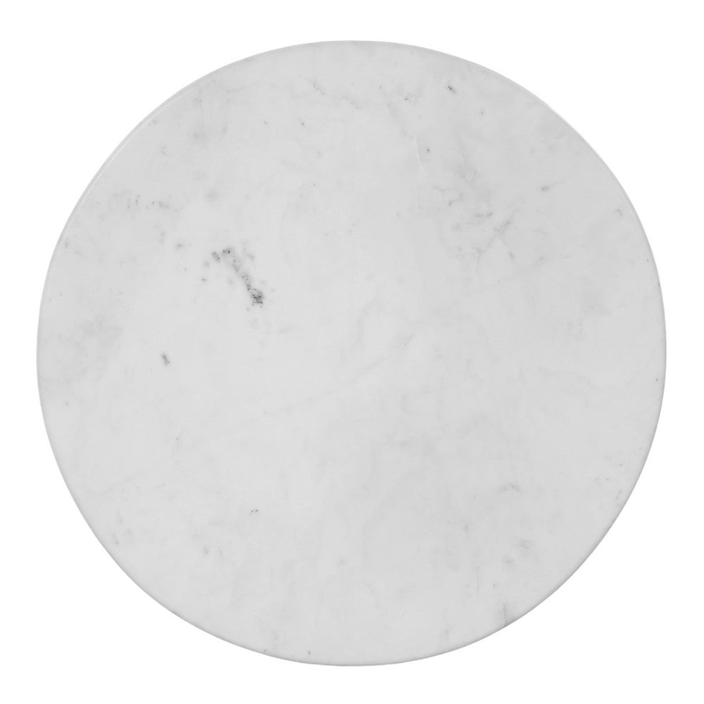 Riko Coffee Table, White Marble Top on Modern Iron Stand, Round Table, 27" - UPT-274464