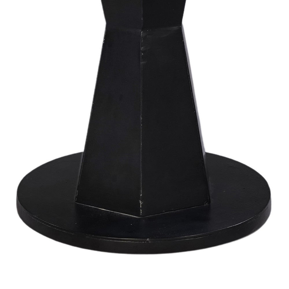 Riko Coffee Table, White Marble Top on Modern Iron Stand, Round Table, 27" - UPT-274464