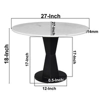 Riko Coffee Table, White Marble Top on Modern Iron Stand, Round Table, 27" - UPT-274464