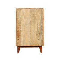 Aru 58 Inch Sideboard Buffet Cabinet, 2 Cane Doors n Open Shelves, 2 Tone Antique Brown Mango Wood - UPT-276365