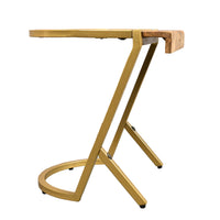 17 Inch Side End C Table, Natural Mango Wood Top with Drop Edge, Iron Gold Angled Frame - UPT-276369