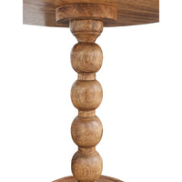 21 Inch Side End Table, Round Top, Stacked Ball Post, Natural Brown Mango Wood - UPT-277205