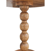 21 Inch Side End Table, Round Top, Stacked Ball Post, Natural Brown Mango Wood - UPT-277205