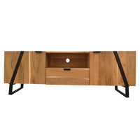 Aza 59 Inch Handcrafted TV Console with Drawer Natural Brown Acacia Wood Cabinet - UPT-277208