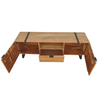 Aza 59 Inch Handcrafted TV Console with Drawer Natural Brown Acacia Wood Cabinet - UPT-277208