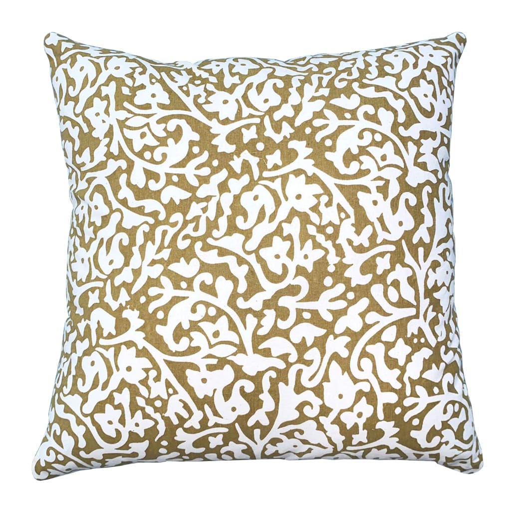 18 x 18 Cotton Square Accent Throw Pillows, Elegant Filigree Pattern, Set of 2, White, Gold By The Urban Port