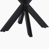 Kuri 41 Inch Handcrafted Live Edge Round Dining Table with a Natural Brown Acacia Wood Top and Black Iron Legs - UPT-282967