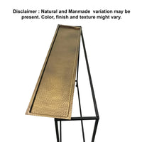 Aurelia 48 Inch Console Sofa Table, Artisanal Hammered Antique Bronze Tray Top, Industrial Black Iron Frame - UPT-286692