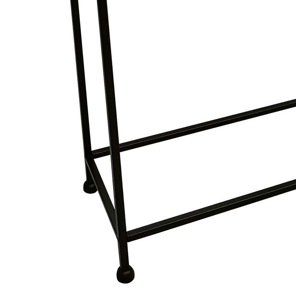 Aurelia 48 Inch Console Sofa Table, Artisanal Hammered Antique Bronze Tray Top, Industrial Black Iron Frame - UPT-286692