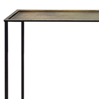 Aurelia 48 Inch Console Sofa Table, Artisanal Hammered Antique Bronze Tray Top, Industrial Black Iron Frame - UPT-286692