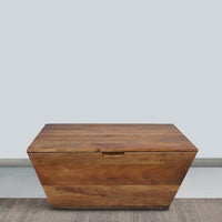 36 Inch Handcrafted Modern Farmhouse Coffee Table, Geometric Angled Square, 1 Drawer, Walnut Mango Wood  - UPT-293095