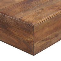 36 Inch Handcrafted Modern Farmhouse Coffee Table, Geometric Angled Square, 1 Drawer, Walnut Mango Wood  - UPT-293095