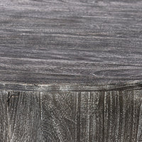 Arthur 36 Inch Farmhouse Style Handcrafted Mango Wood Coffee Table, Round Drum Shape, Sandblasted Black - UPT-293098