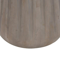 22 Inch Side End Table, Mango Wood Drum Shape with Handcrafted Grooved Edges, Gray - UPT-293348