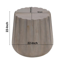 22 Inch Side End Table, Mango Wood Drum Shape with Handcrafted Grooved Edges, Gray - UPT-293348