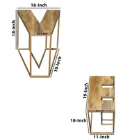 LOVE Alphabet Design 4pc Coffee Table Set, Brown Mango Wood Top, Antique Brass Base - UPT-293503