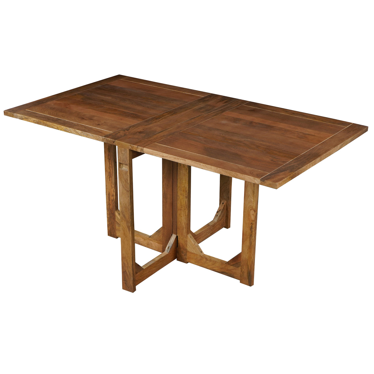 62 Inch Rectangular Dining Table, Handcrafted Natural Mango Wood with Magnetic Catchers - UPT-294094