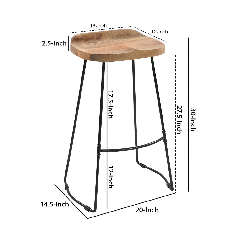 The Urban Port Tiva 30 Inch Handcrafted Backless Barstool Natural