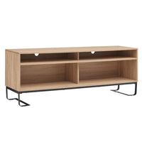 60 Inch Modern TV Media Entertainment Console, 4 Compartments, Metal Frame Base, Light Oak Brown - UPT-294321