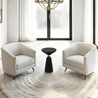 Fawn 20 Inch Side End Table, Black Mango Wood Round Top with Pedestal Base, Shiny Brass Support - UPT-295602