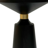 Fawn 20 Inch Side End Table, Black Mango Wood Round Top with Pedestal Base, Shiny Brass Support - UPT-295602