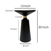 Fawn 20 Inch Side End Table, Black Mango Wood Round Top with Pedestal Base, Shiny Brass Support - UPT-295602