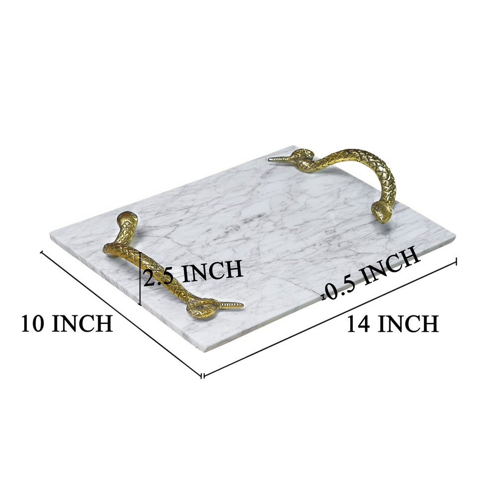 Mamba White Marble Cheese Board with Brass Snake Handles Ã¢â‚¬â€œ Luxury Entertaining