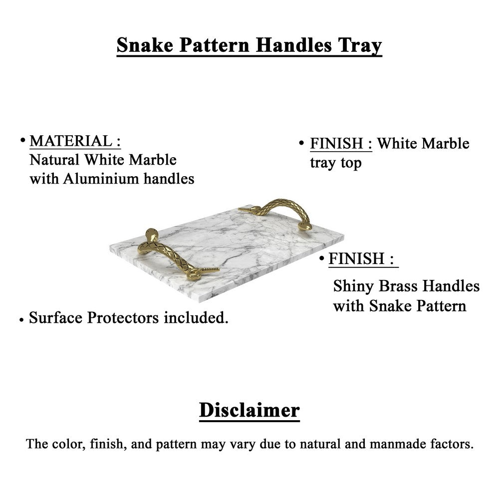 Mamba White Marble Cheese Board with Brass Snake Handles Ã¢â‚¬â€œ Luxury Entertaining