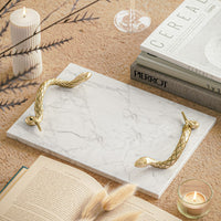 Mamba White Marble Cheese Board with Brass Snake Handles Ã¢â‚¬â€œ Luxury Entertaining