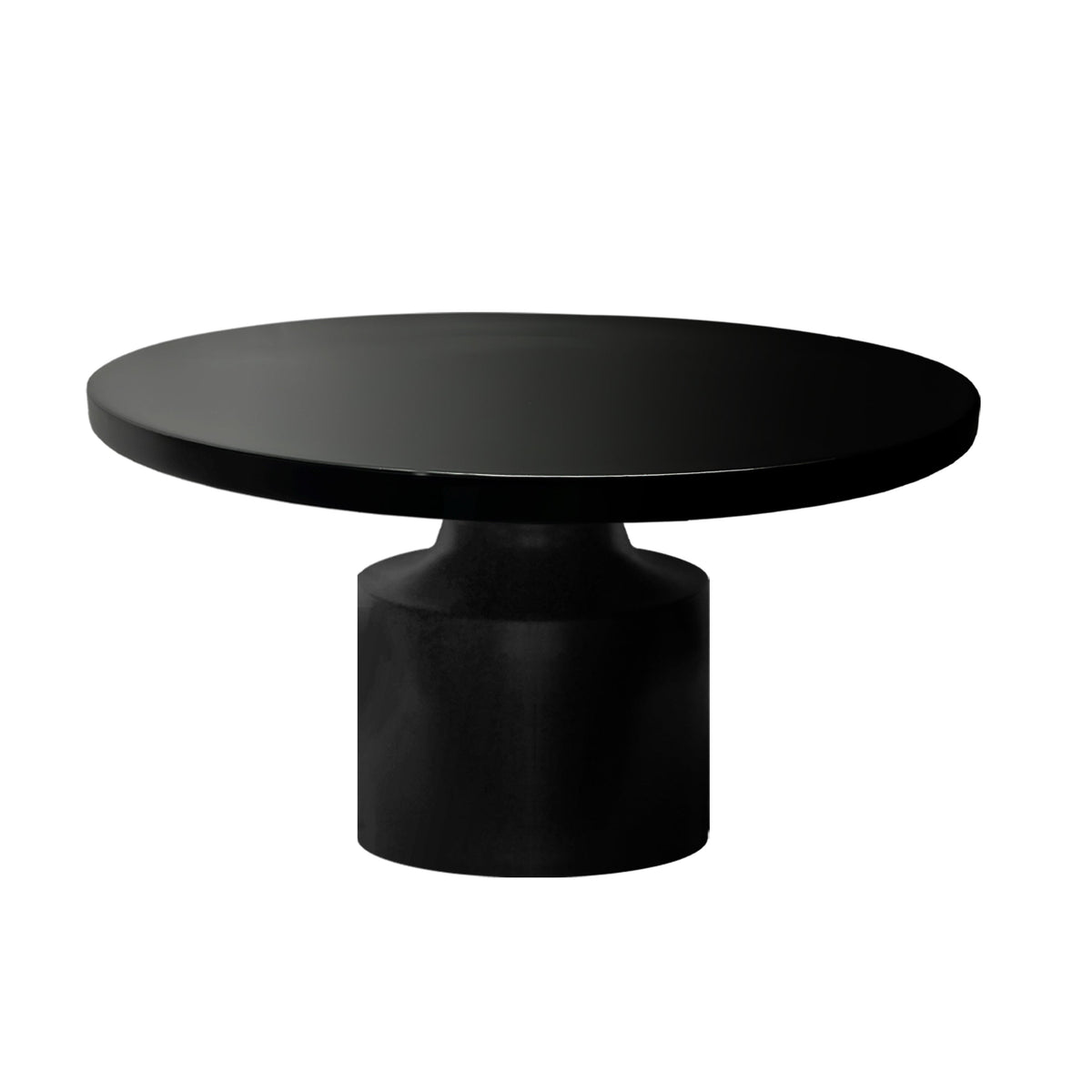 Zoe 30 Inch Round Coffee Table with Pedestal Base, Sleek Modern Silhouette, Matte Black Powder Coated Metal- UPT-295605