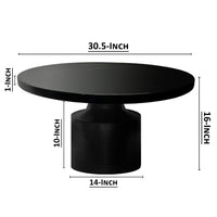 Zoe 30 Inch Round Coffee Table with Pedestal Base, Sleek Modern Silhouette, Matte Black Powder Coated Metal- UPT-295605