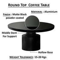 Zoe 30 Inch Round Coffee Table with Pedestal Base, Sleek Modern Silhouette, Matte Black Powder Coated Metal- UPT-295605