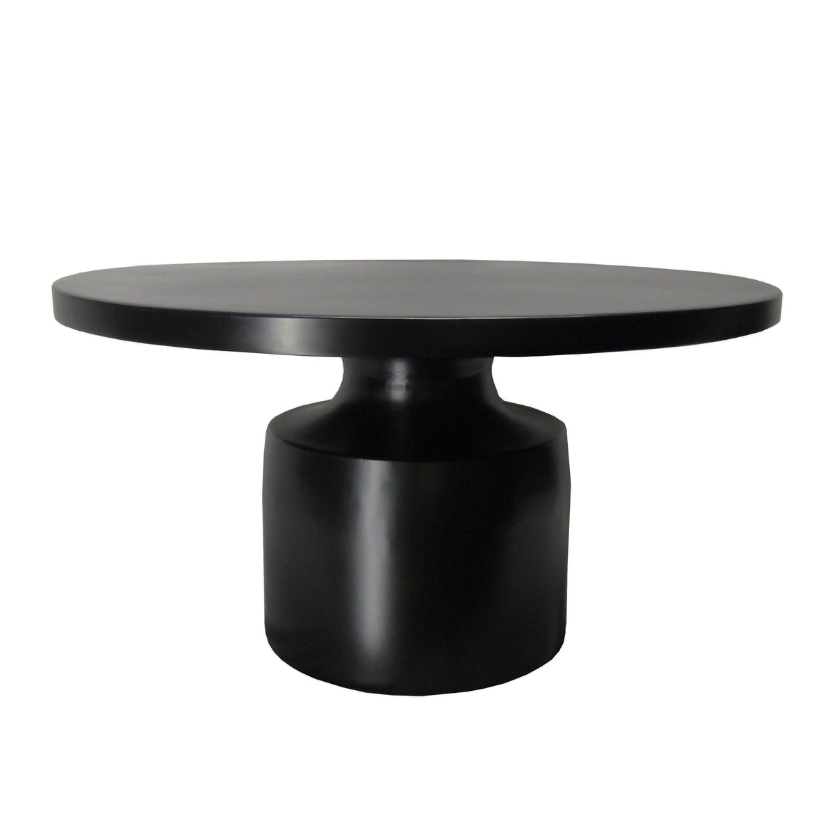 Zoe 30 Inch Round Coffee Table with Pedestal Base, Sleek Modern Silhouette, Matte Black Powder Coated Metal- UPT-295605