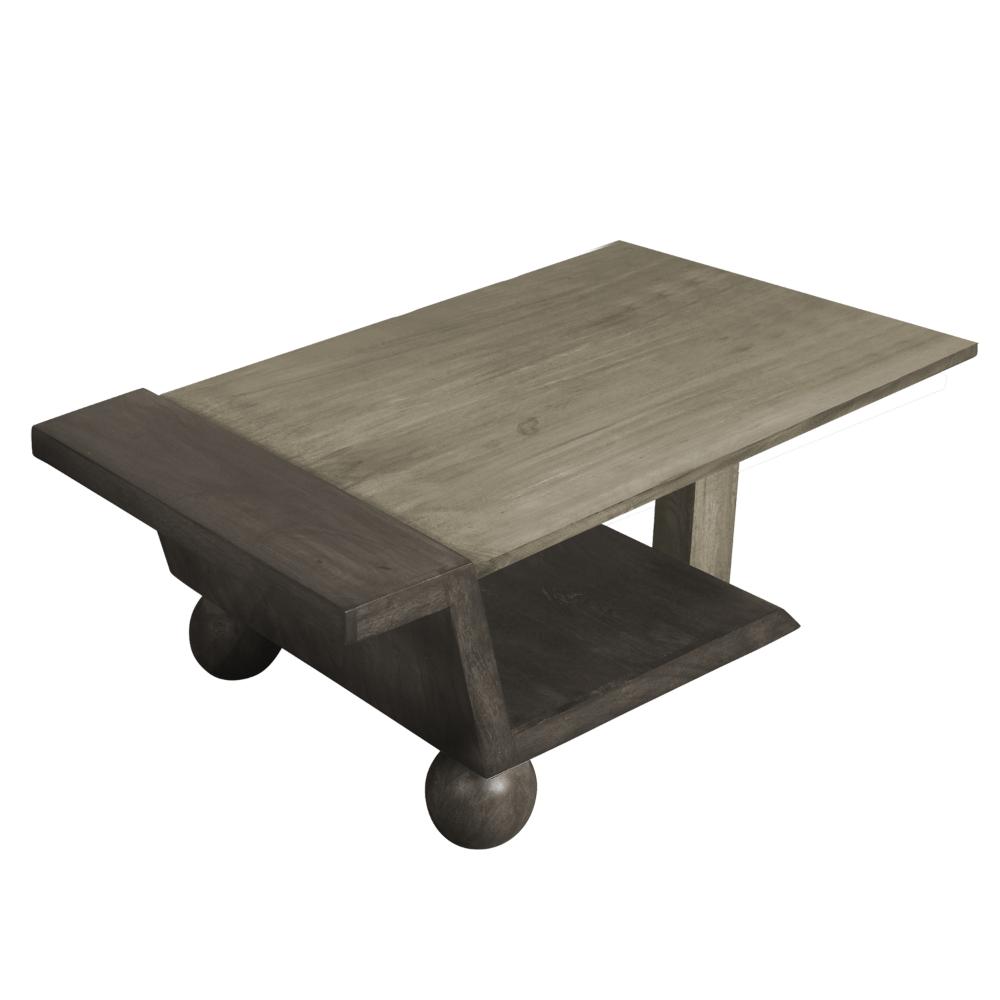 34 Inch Coffee Table, Handcrafted Natural Brown Mango Wood, Modern Contemporary Design Base - UPT-296151