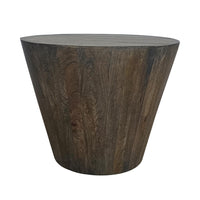 24 Inch Side End Table, Round Drum Shape, Handcrafted Distressed Gray Mango Wood - UPT-296152