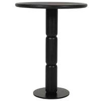 24 Inch Side End Table, Round Top with Turned Pedestal Base, Handcrafted Sandblasted Matte Black - UPT-296154