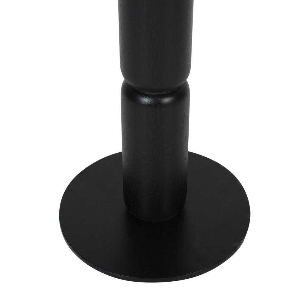 24 Inch Side End Table, Round Top with Turned Pedestal Base, Handcrafted Sandblasted Matte Black - UPT-296154