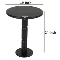 24 Inch Side End Table, Round Top with Turned Pedestal Base, Handcrafted Sandblasted Matte Black - UPT-296154