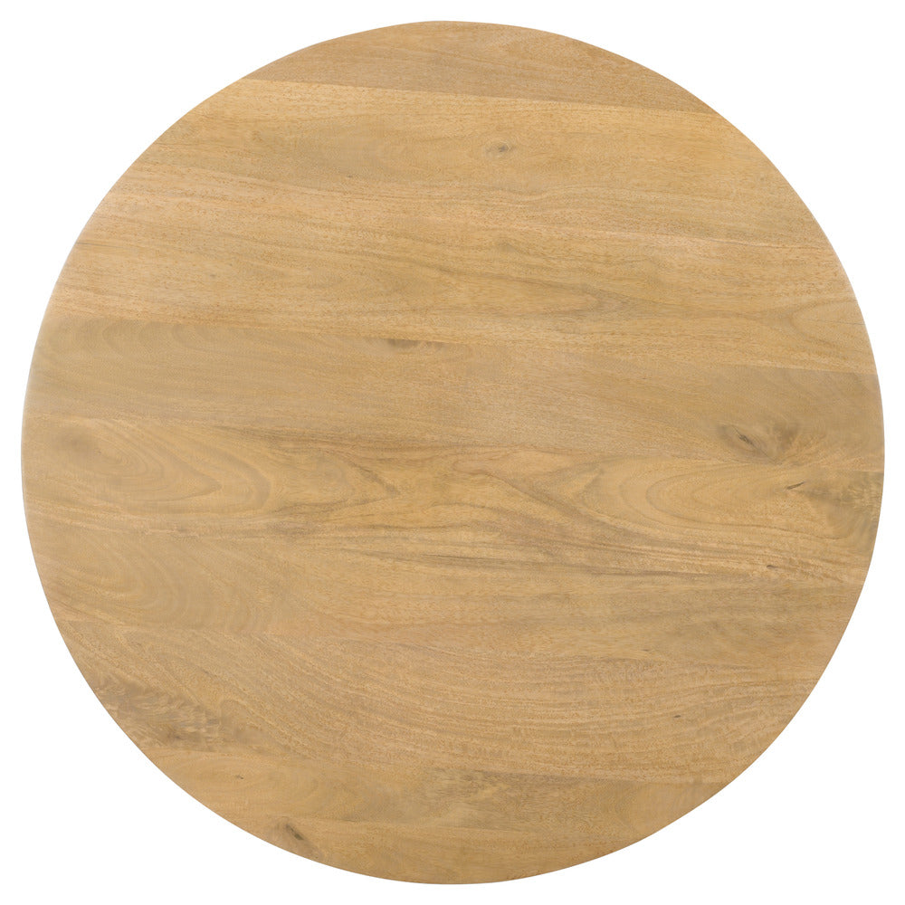 Sejo Dining Table, 45 Inch Round Top with Fluted Padestal Base, Natural Brown Mango Wood - UPT-296156