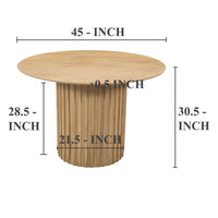 Sejo Dining Table, 45 Inch Round Top with Fluted Padestal Base, Natural Brown Mango Wood - UPT-296156