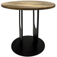 22 Inch Side End Table, Round Natural Mango Wood Top,  Black Iron U Shaped Legs - UPT-297048