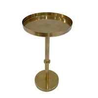 Ara 22 Inch Side End Table, Vintage Sleek Pillar Base, Round Tray Top, Oxidized Antique Brass - UPT-297049