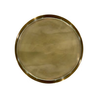 Ara 22 Inch Side End Table, Vintage Sleek Pillar Base, Round Tray Top, Oxidized Antique Brass - UPT-297049