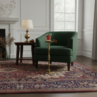 26 Inch Side End Drink Table, Turned Pedestal Metal Base, Round Top, Oxidized Brass - UPT-297050