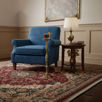 26 Inch Side End Drink Table, Turned Pedestal Metal Base, Round Top, Oxidized Brass - UPT-297050